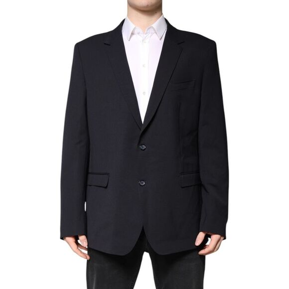 Dolce & Gabbana Dark Blue Wool Single Breasted Coat Men's Blazer